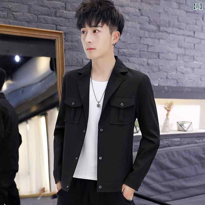 乐天商城 - メンズ ファッション 春夏 秋冬 かっこいい オシャレ モテ 男性用 紳士服 服 韓国 シンプル 大人 ジャケット ガウン 秋服 ショート トップス ワークジャケット