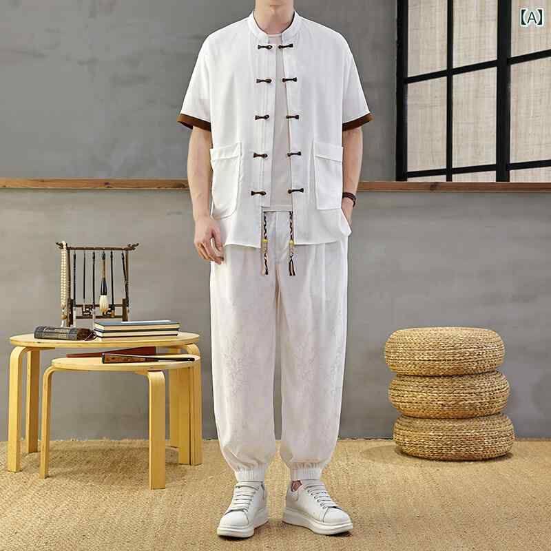 Rakuten - メンズ ファッション 春夏 秋冬 かっこいい オシャレ モテ 男性用 紳士服 服 韓国 シンプル 大人 半袖 九分丈 パンツ 冷感 花柄 薄手 通気性 風 ツーピース スーツ