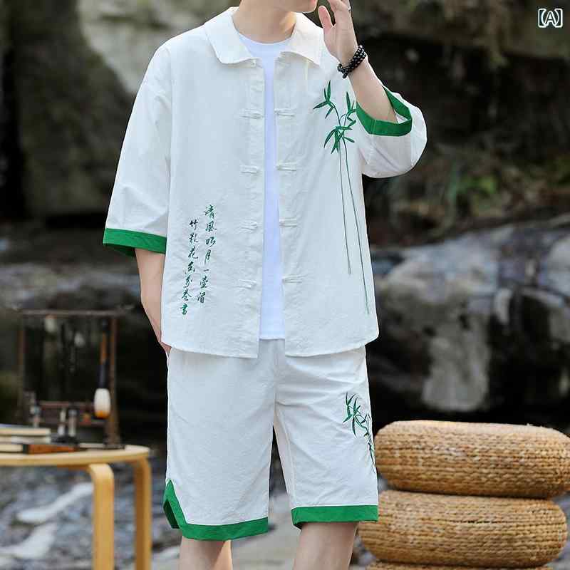 メンズ ファッション 春夏 秋冬 かっこいい オシャレ モテ 男性用 紳士服 服 韓国 シンプル 大人 半袖 シャツ レトロ 冷感 カジュアル ショート パンツ スーツ