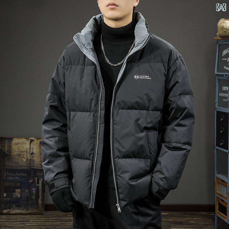 Rakuten - メンズ ファッション 春夏 秋冬 かっこいい オシャレ モテ 男性用 紳士服 服 韓国 シンプル 大人 ジャケット メンズファッション ショート スタンドカラー 暖かい ジャケット ゆったり 厚手 コットン パッド ジャケット