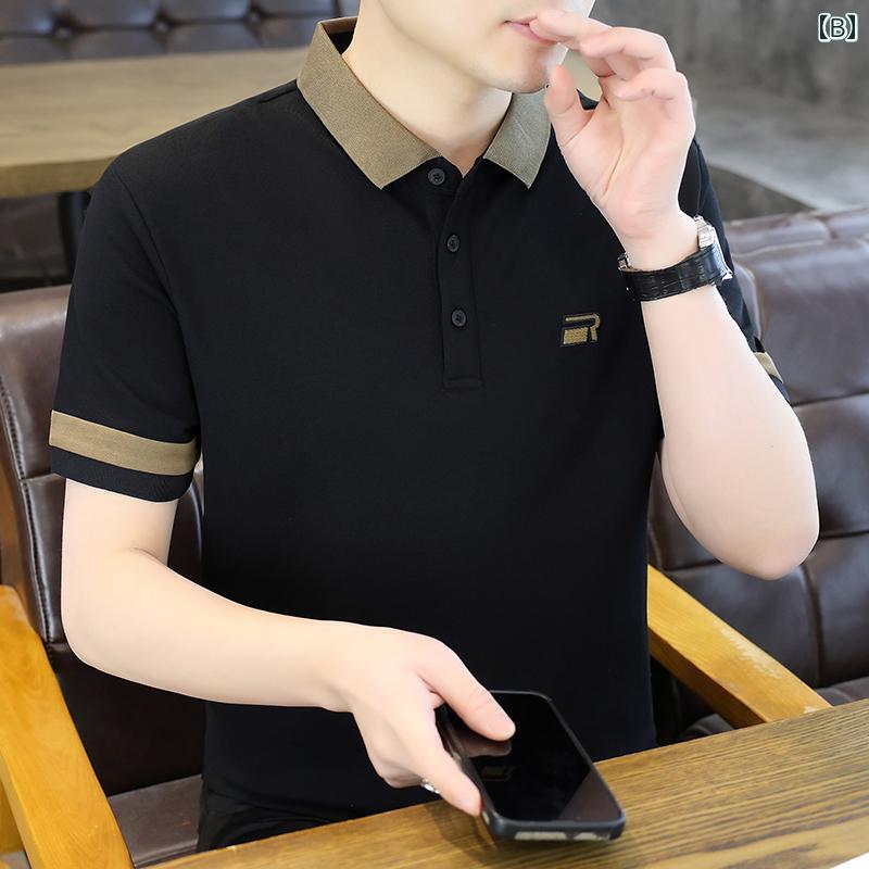 メンズ ファッション 春夏 秋冬 かっこいい オシャレ モテ 男性用 紳士服 服 韓国 シンプル 大人 クリーンウェア 半袖 ポロシャツ 高級 T シャツ 半袖