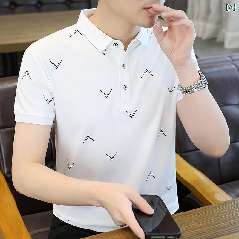 メンズ ファッション 春夏 秋冬 かっこいい オシャレ モテ 男性用 紳士服 服 韓国 シンプル 大人 高級 綿 半袖 ポロシャツ スリム T シャツ 通勤 ポール トップ