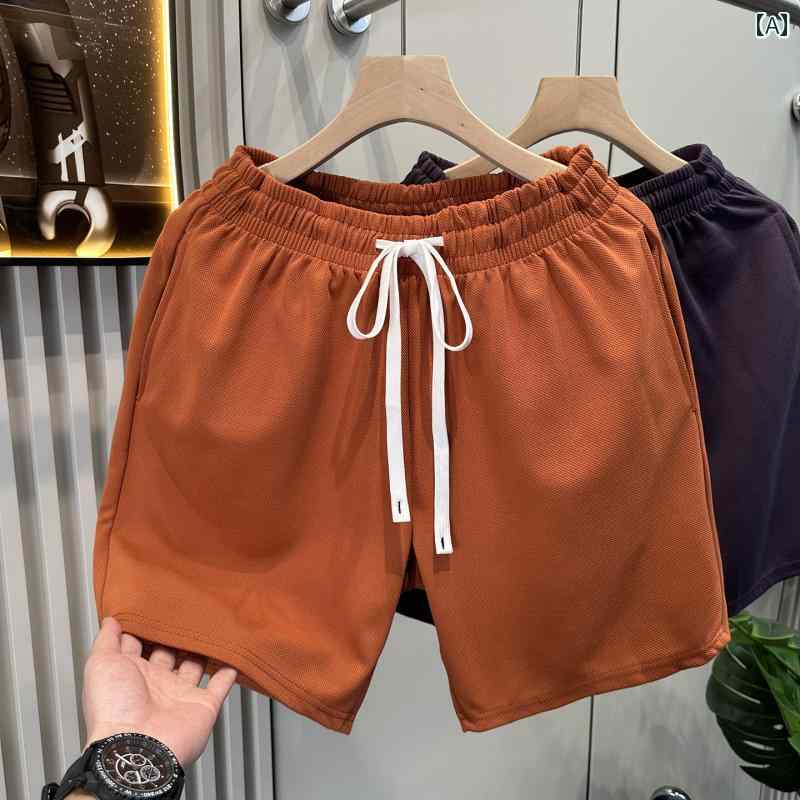 メンズ ファッション 春夏 秋冬 かっこいい オシャレ モテ 男性用 紳士服 服 韓国 シンプル 大人 無地 速乾 コーン グリッド ショーツ クール カジュアル ドローストリング スポーツ 薄手 ビーチ パンツ