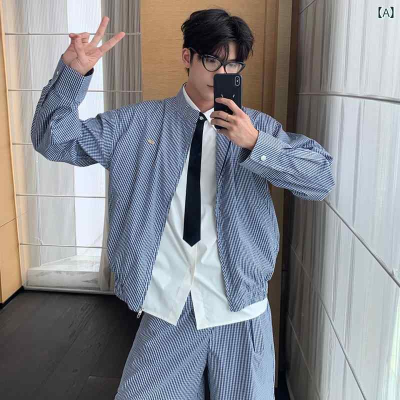メンズ ファッション 春夏 秋冬 かっこいい オシャレ モテ 男性用 紳士服 服 韓国 シンプル 大人 綿 薄手 チェック柄 スーツ メンズジャケット メンズウェア ハイエンド