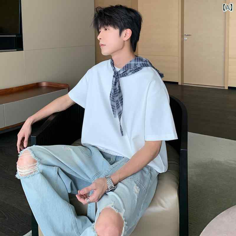 樂天商城 - メンズ ファッション 春夏 秋冬 かっこいい オシャレ モテ 男性用 紳士服 服 韓国 シンプル 大人 ボーイズ 半袖 T シャツ トップス クリーン フィット シンプル T シャツ