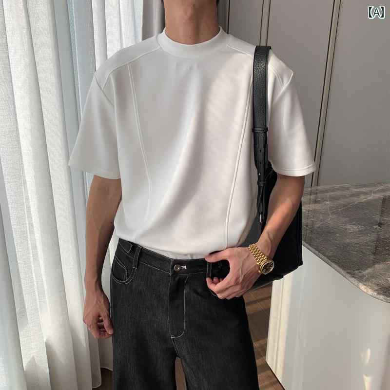 樂天商城 - メンズ ファッション 春夏 秋冬 かっこいい オシャレ モテ 男性用 紳士服 服 韓国 シンプル 大人 半袖 T シャツ トップス クリーン フィット カジュアル T シャツ