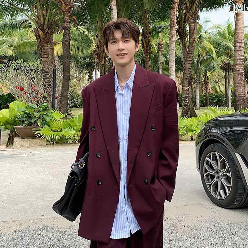 メンズ ファッション 春夏 秋冬 かっこいい オシャレ モテ 男性用 紳士服 服 韓国 シンプル 大人 男性用ダブルブレスト スーツ 高級 カジュアル スーツ スタイル