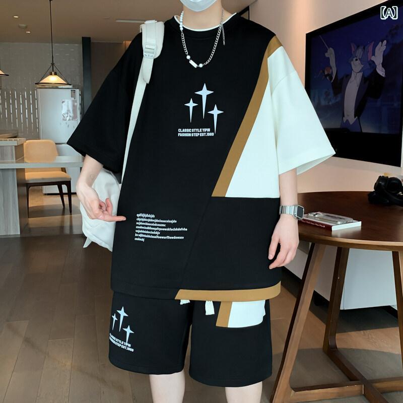 Rakuten - メンズ ファッション 春夏 秋冬 かっこいい オシャレ モテ 男性用 紳士服 服 韓国 シンプル 大人 高級　半袖　シャツ　ゆったり　スーツ　大きめ　サイズ　フル　セット