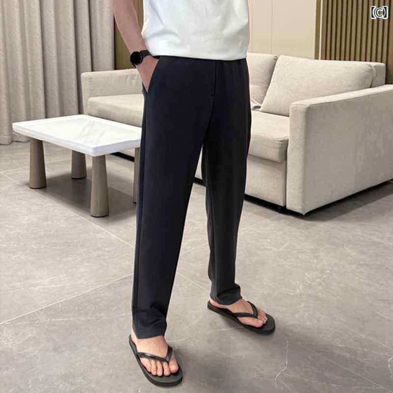 メンズ ファッション 春夏 秋冬 かっこいい オシャレ モテ 男性用 紳士服 服 韓国 シンプル 大人 薄手　パンツ　 　冷感　速乾　ストレート　ドレープ