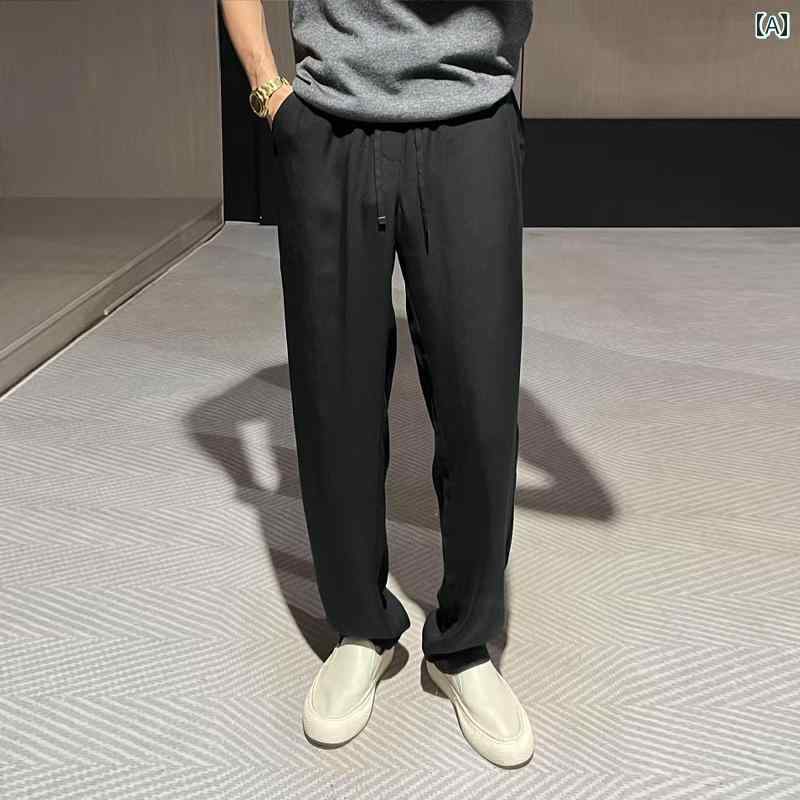 Rakuten - メンズ ファッション 春夏 秋冬 かっこいい オシャレ モテ 男性用 紳士服 服 韓国 シンプル 大人 薄手　パンツ　 　ストレート　ドレープ　冷感　速乾