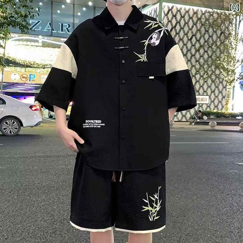 メンズ ファッション 春夏 秋冬 かっこいい オシャレ モテ 男性用 紳士服 服 韓国 シンプル 大人 冷感　シャツ　スーツ　大きいサイズ　ティーンエイジャー中　高校生　半袖　ショート　パンツ