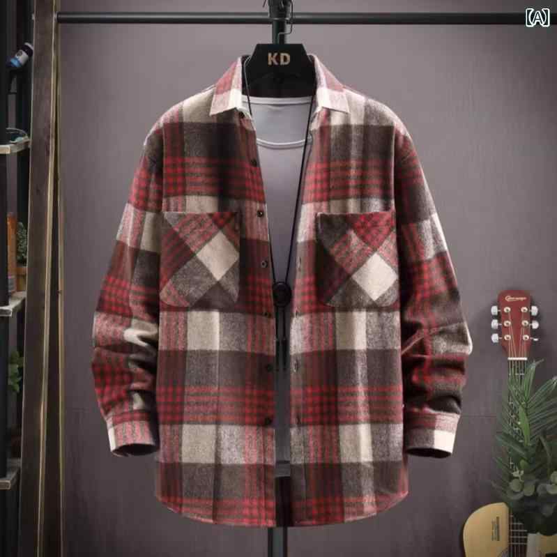 Rakuten - メンズ ファッション 春夏 秋冬 かっこいい オシャレ モテ 男性用 紳士服 服 韓国 シンプル 大人 チェック　シャツ　大きめ　サイズメンズ　長袖　ジャケット