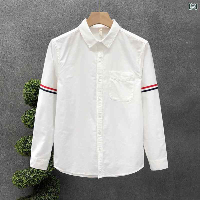 メンズ ファッション 春夏 秋冬 かっこいい オシャレ モテ 男性用 紳士服 服 韓国 シンプル 大人 高級 ウェビング 装飾 長袖 シャツ ジャケット カジュアル トップ アメリカン レトロ シャツ
