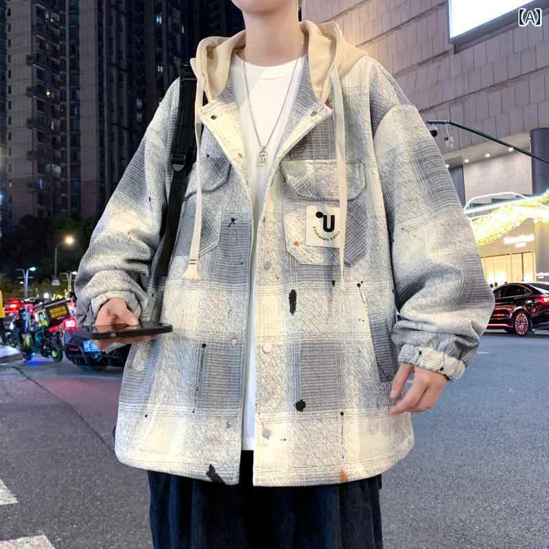 Rakuten - メンズ ファッション 春夏 秋冬 かっこいい オシャレ モテ 男性用 紳士服 服 韓国 シンプル 大人 ワークウェア チェック柄 ジャケット 服 ビッグ キッズ ティーンエイジャー ジャケット