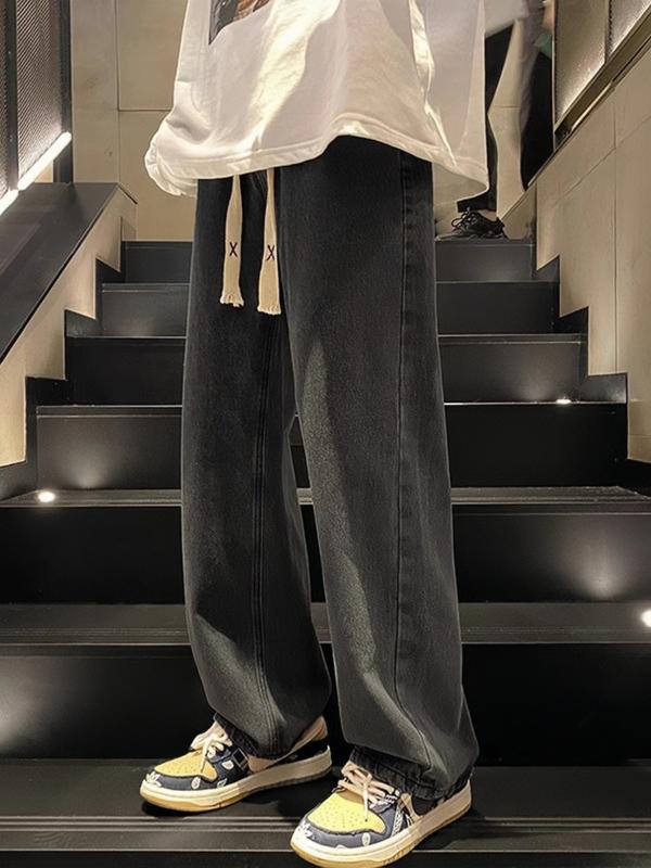 Shoe-Cut Pants - メンズ ファッション 春夏 秋冬 かっこいい オシャレ モテ 男性用 紳士服 服 韓国 シンプル 大人 シンプル 大人 レトロ ジーンズ ストレート ワイド レッグ アメリカン ストリート カジュアル ロング パンツ 男子
