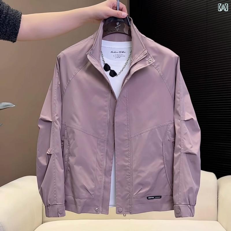 Rakuten - メンズ ファッション 春夏 秋冬 かっこいい オシャレ モテ 男性用 紳士服 服 韓国 シンプル 大人 スタンドカラー カジュアル ジャケット 快適 ワークウェア ポケット 精巧 ジャケット