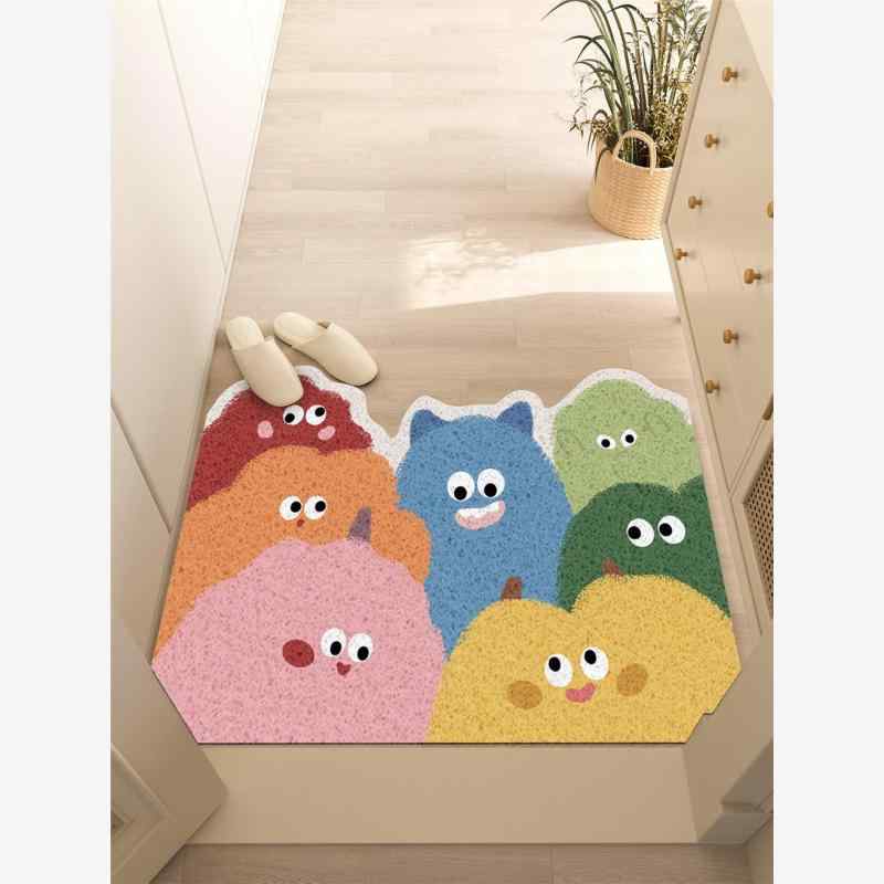 おしゃれ かわいい 韓国 インテリア 小物 雑貨 寝室 玄関 風呂 バス 浴室 足 フロア ベッド マット 洗える 滑り止め カット可能 イラスト カラフル 個性的 子供 シンプル モンスター