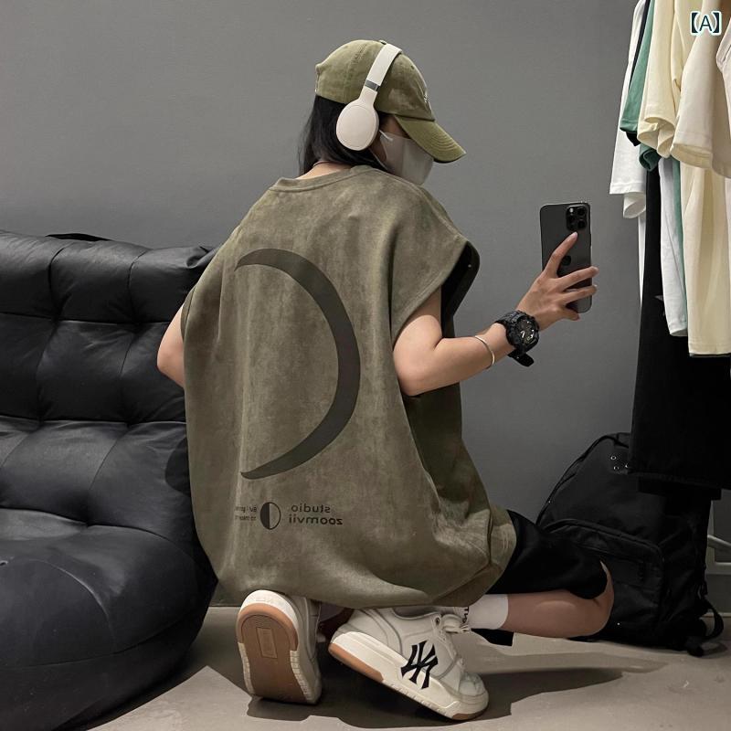 Rakuten - メンズ ファッション 春夏 秋冬 かっこいい オシャレ モテ 男性用 紳士服 服 韓国 シンプル 大人 ヘビーウェイト ベスト ボーイズ サマー チョッキ ノースリーブ T シャツ 月 花 大きいサイズ フィットネス ランニング スポーツ スウェットシャツ