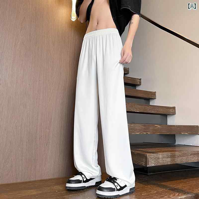 Rakuten - メンズ ファッション 春夏 秋冬 かっこいい オシャレ モテ 男性用 紳士服 服 韓国 シンプル 大人 冷感 クール パンツ ストレート ドレープ 大きめ サイズ ズボン