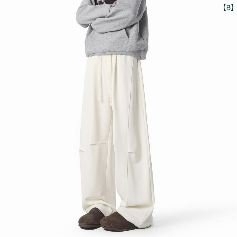 メンズ ファッション 春夏 秋冬 かっこいい オシャレ モテ 男性用 紳士服 服 韓国 シンプル 大人 アメリカン ドレープ カジュアル パンツ ストレート スリム ワイド レッグ パンツ ストリート モ ッピング パンツ 長め