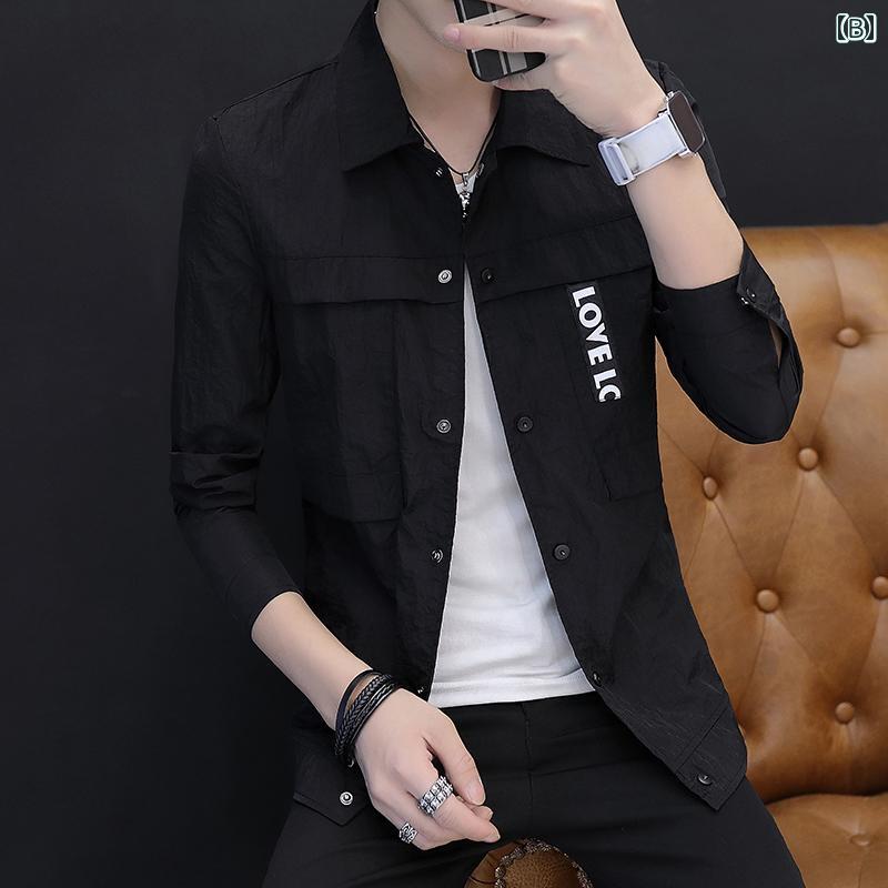 メンズ ファッション 春夏 秋冬 かっこいい オシャレ モテ 男性用 紳士服 服 韓国 シンプル 大人 サマー ジャケット 薄型 通気性 日焼け防止 服 服 長袖 シャツ 日焼け防止 服 2