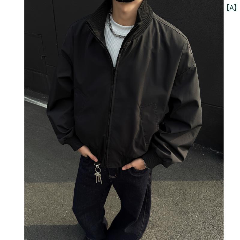 メンズ ファッション 春夏 秋冬 かっこいい オシャレ モテ 男性用 紳士服 服 韓国 シンプル 大人 フライト ジャケット スタンドカラー アメリカン クリーン フィット ミリタリーグリーン ジャケット