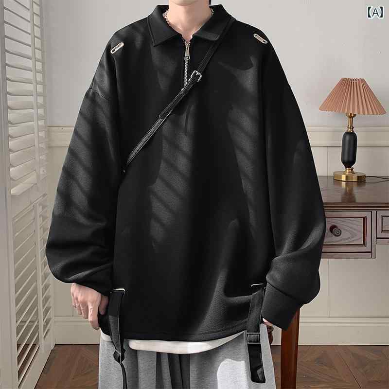 メンズ ファッション 春夏 秋冬 かっこいい オシャレ モテ 男性用 紳士服 服 韓国 シンプル 大人 アメリカン ハーフ ジッパー スウェットシャツ ナショナル 長袖 トップス