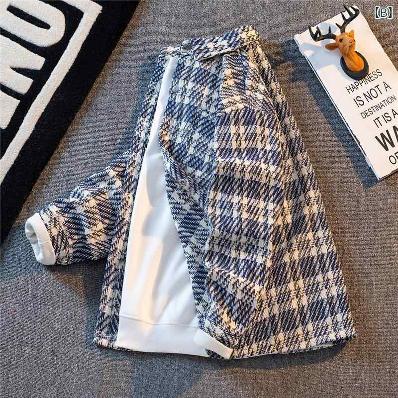 YKC8のメンズ ファッション 春夏 秋冬 かっこいい オシャレ モテ 男性用 紳士服 服 韓国 シンプル 大人 ジャケット ファッション カジュアル 快適 ウール ジャケット 高級 チェック シャツ｜アングル2