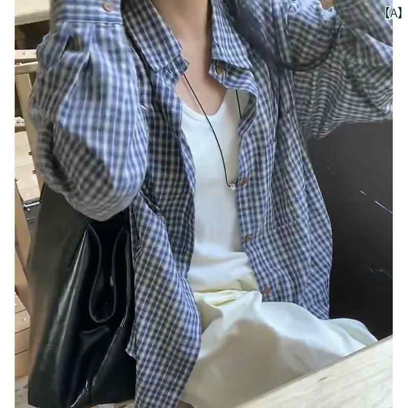 樂天商城 - メンズ ファッション 春夏 秋冬 かっこいい オシャレ モテ 男性用 紳士服 服 韓国 シンプル 大人 ブルー チェック柄 日焼け防止 シャツ 男女兼薄手 韓国 シャツ カーディガン 高級 ジャケット