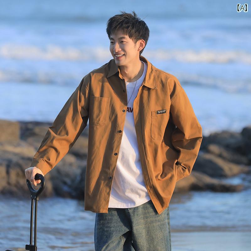 Rakuten - メンズ ファッション 春夏 秋冬 かっこいい オシャレ モテ 男性用 紳士服 服 韓国 シンプル 大人 長袖 シャツ ハイエンド カジュアル シャツ ジャケット