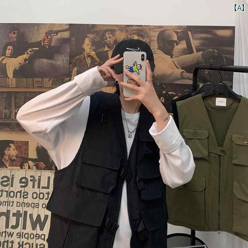 メンズ ファッション 春夏 秋冬 かっこいい オシャレ モテ 男性用 紳士服 服 韓国 シンプル 大人 夏 薄手 チョッキ ベスト メンズ 機能 ノースリーブジャケットな マルチ ポケット ジャケット ベスト