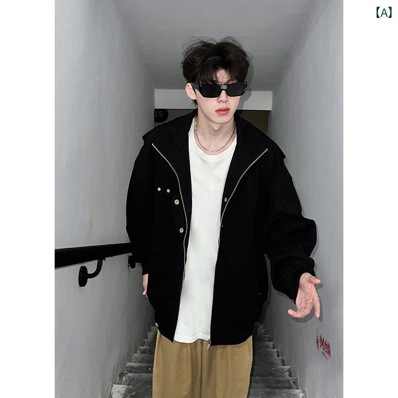 Other - メンズ ファッション 春夏 秋冬 かっこいい オシャレ モテ 男性用 紳士服 服 韓国 シンプル 大人 アメリカン ボンバー ジャケット クール ストリート ベースボール ジャケット ヴィンテージ ショルダーパッド ワークジャケット