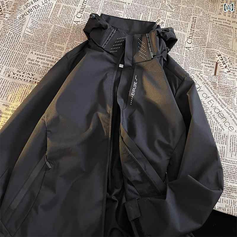 メンズ ファッション 春夏 秋冬 かっこいい オシャレ モテ 男性用 紳士服 服 韓国 シンプル 大人 アメリカン スリーインワン ジャケット レイン レベル 防水 機能 ウィンド ジャケット アウトドア 防登山 服
