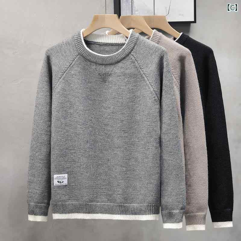 メンズ ファッション 春夏 秋冬 かっこいい オシャレ モテ 男性用 紳士服 服 韓国 シンプル 大人 フェイク ツーピース セーター ラウンドネック レイヤリング シャツ カジュアル インナーウェア 服 セーター