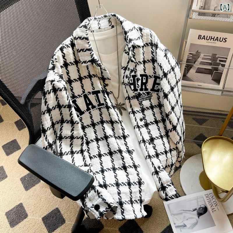Rakuten - メンズ ファッション 春夏 秋冬 かっこいい オシャレ モテ 男性用 紳士服 服 韓国 シンプル 大人 アメリカン ジャケット カップル カジュアル チェック柄 ベースボール ジャケット