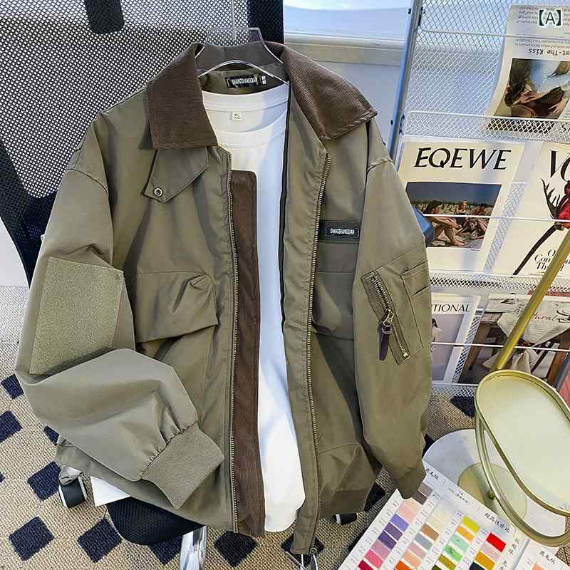 樂天商城 - メンズ ファッション 春夏 秋冬 かっこいい オシャレ モテ 男性用 紳士服 服 韓国 シンプル 大人 アメリカ レトロ 野球 ジャケット 男女兼カップル服 パイロット ジャケット