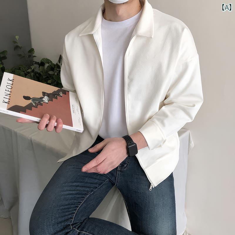 Rakuten - メンズ ファッション 春夏 秋冬 かっこいい オシャレ モテ 男性用 紳士服 服 韓国 シンプル 大人 ホワイト ライト 大人 ジャケット ハイエンド トップ カジュアル パイロット ジャケット