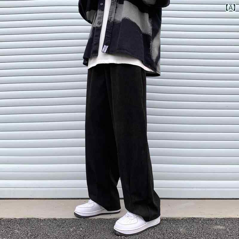 樂天商城 - メンズ ファッション 春夏 秋冬 かっこいい オシャレ モテ 男性用 紳士服 服 韓国 シンプル 大人 コーデュロイパンツ カジュアル スウェットパンツ ストレート 快適 ワイド レッグ パンツ