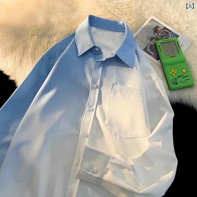 Rakuten - メンズ ファッション 春夏 秋冬 かっこいい オシャレ モテ 男性用 紳士服 服 韓国 シンプル 大人 長袖 グラデーション シャツ スーツ カジュアル シャツ ジャケット