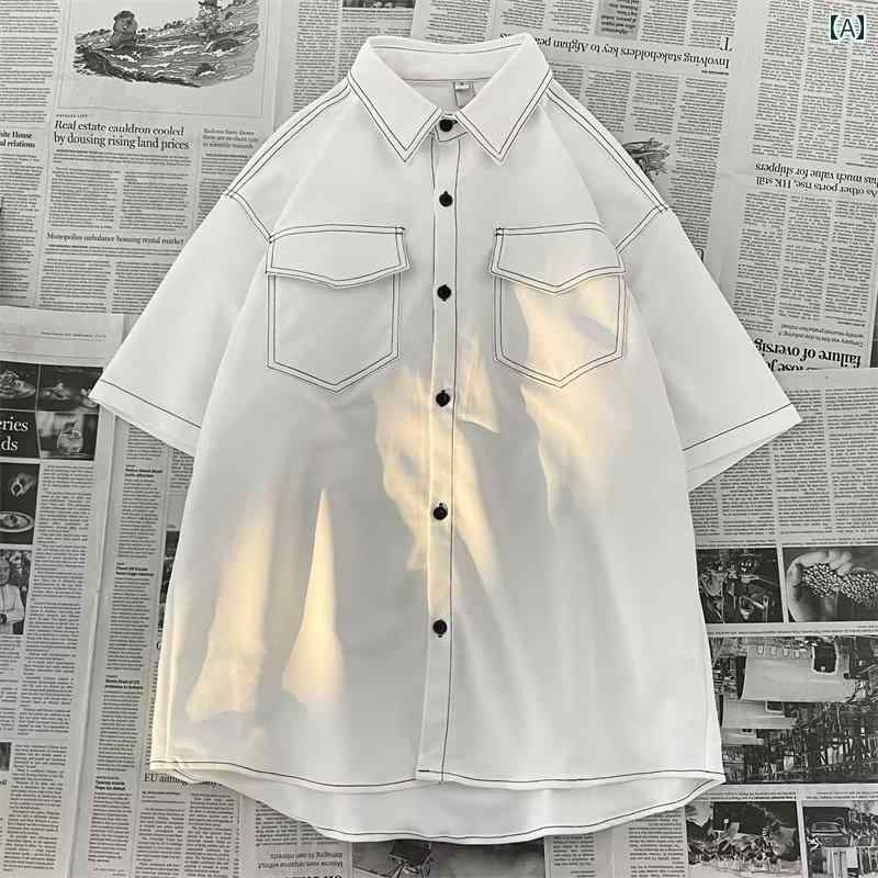 メンズ ファッション 春夏 秋冬 かっこいい オシャレ モテ 男性用 紳士服 服 韓国 シンプル 大人 シャツ 半袖 薄手 白 シャツ 服 高級 ジャケット