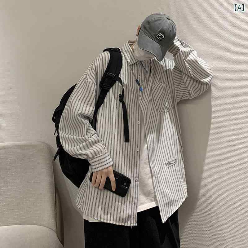 メンズ ファッション 春夏 秋冬 かっこいい オシャレ モテ 男性用 紳士服 服 韓国 シンプル 大人 縦縞 シャツ ジャケット高級感 インナーウェアレトロ カジュアル 長袖