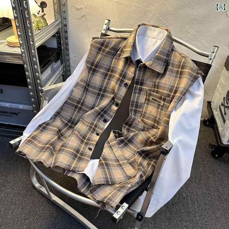 乐天商城 - メンズ ファッション 春夏 秋冬 かっこいい オシャレ モテ 男性用 紳士服 服 韓国 シンプル 大人 アメリカン ストライプチェック シャツ ベスト ウエスト コート スポーツフィットネス ノースリーブ T シャツ