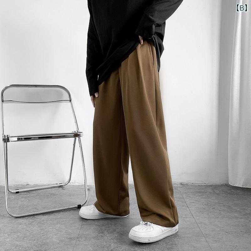 メンズ ファッション 春夏 秋冬 かっこいい オシャレ モテ 男性用 紳士服 服 韓国 シンプル 大人 パンツ 薄手冷感 カジュアル パンツ ドレープワイド レッグ パンツ モ ッピング ストレート トラウザー ズ