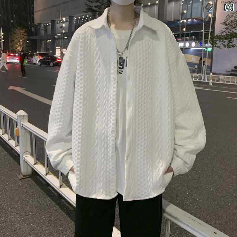 メンズ ファッション 春夏 秋冬 かっこいい オシャレ モテ 男性用 紳士服 服 韓国 シンプル 大人 ジャカード シャツジャケット 高級 トップス長袖 シャツ