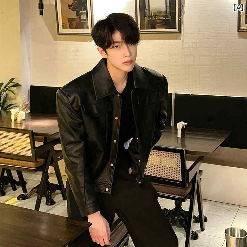 メンズ ファッション 春夏 秋冬 かっこいい オシャレ モテ 男性用 紳士服 服 韓国 シンプル 大人 ブラック ストレート ショルダーレザ..