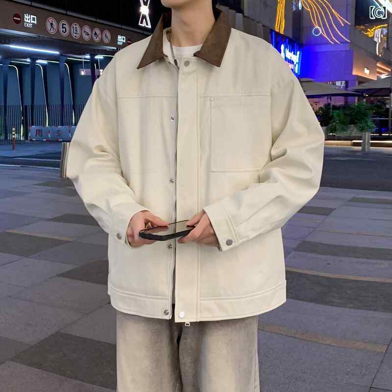 メンズ ファッション 春夏 秋冬 かっこいい オシャレ モテ 男性用 紳士服 服 韓国 シンプル 大人 カーキ色 バーン ジャケット アメリカン レトロ デトロイト ワークジャケット クリーン フィット 野球 ユニフォーム