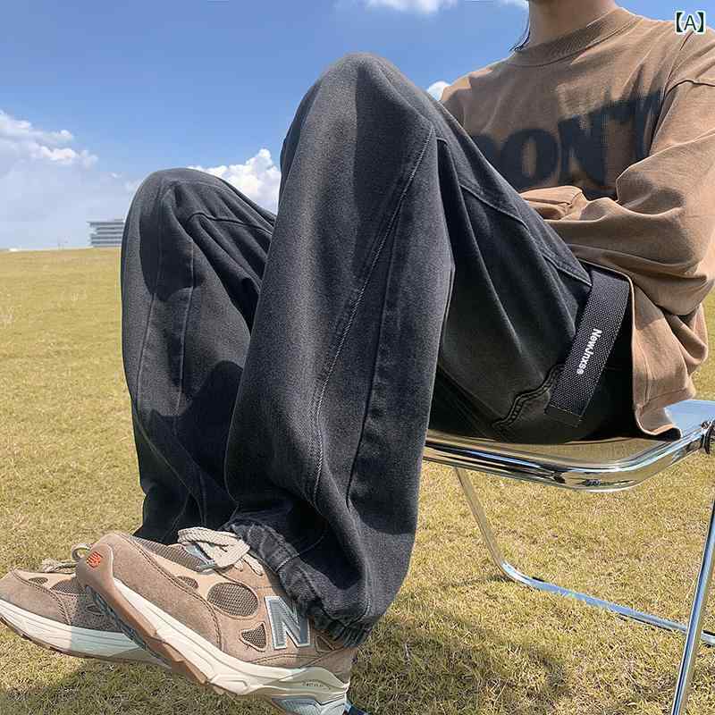 Rakuten - メンズ ファッション 春夏 秋冬 かっこいい オシャレ モテ 男性用 紳士服 服 韓国 シンプル 大人 アメリカン レトロ オーバー サイズ ワイド レッグ ジーンズ メンズ 秋冬 ストリート イン ストレート パンツ