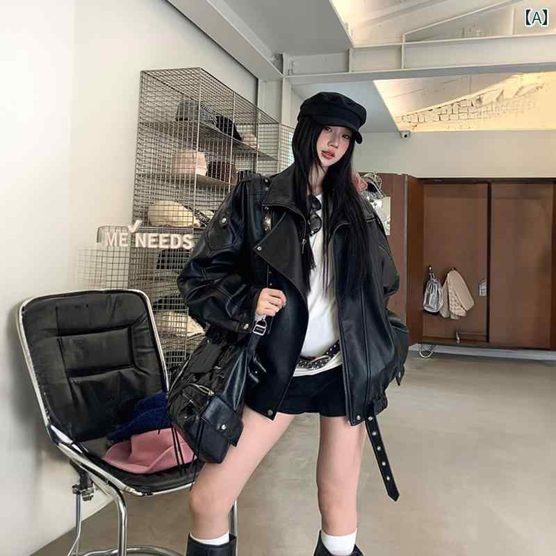レディース ファッション おしゃれ 春夏 秋　冬 大人 上品 高級 マダム ミス ミセス プレゼント 婦人服　母 レザージャケット　ブラック　クールスタイル　アメリカン　ヘビー　　モーターサイクルレザージャケット