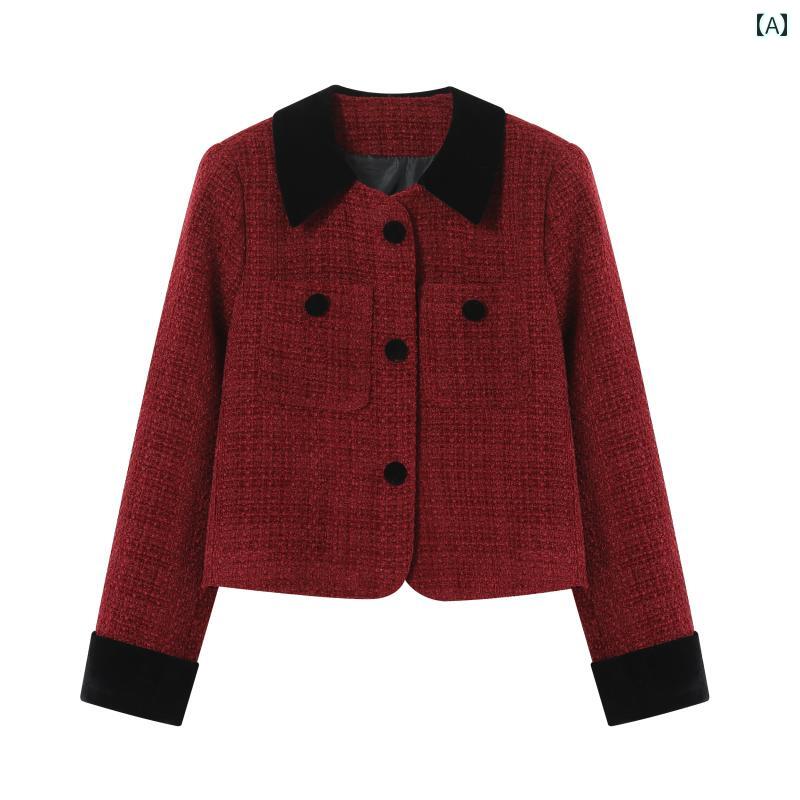 レディース ファッション おしゃれ 春夏 秋　冬 大人 上品 高級 マダム ミス ミセス プレゼント 婦人服　母 ジャケット　高級　　レッド　ウール　セット　スーツ　スカート