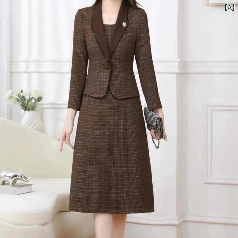 Rakuten - レディース ファッション おしゃれ 春夏 秋　冬 大人 上品 高級 マダム ミス ミセス プレゼント 婦人服　母 長袖セット　十三　線　母　マダム上品　　セット　スーツ